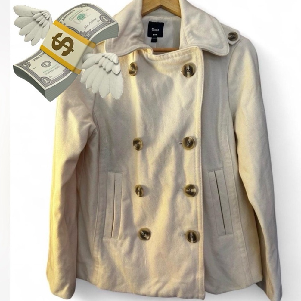 SOLD / GAP White Pea Coat - Picture 1 of 11
